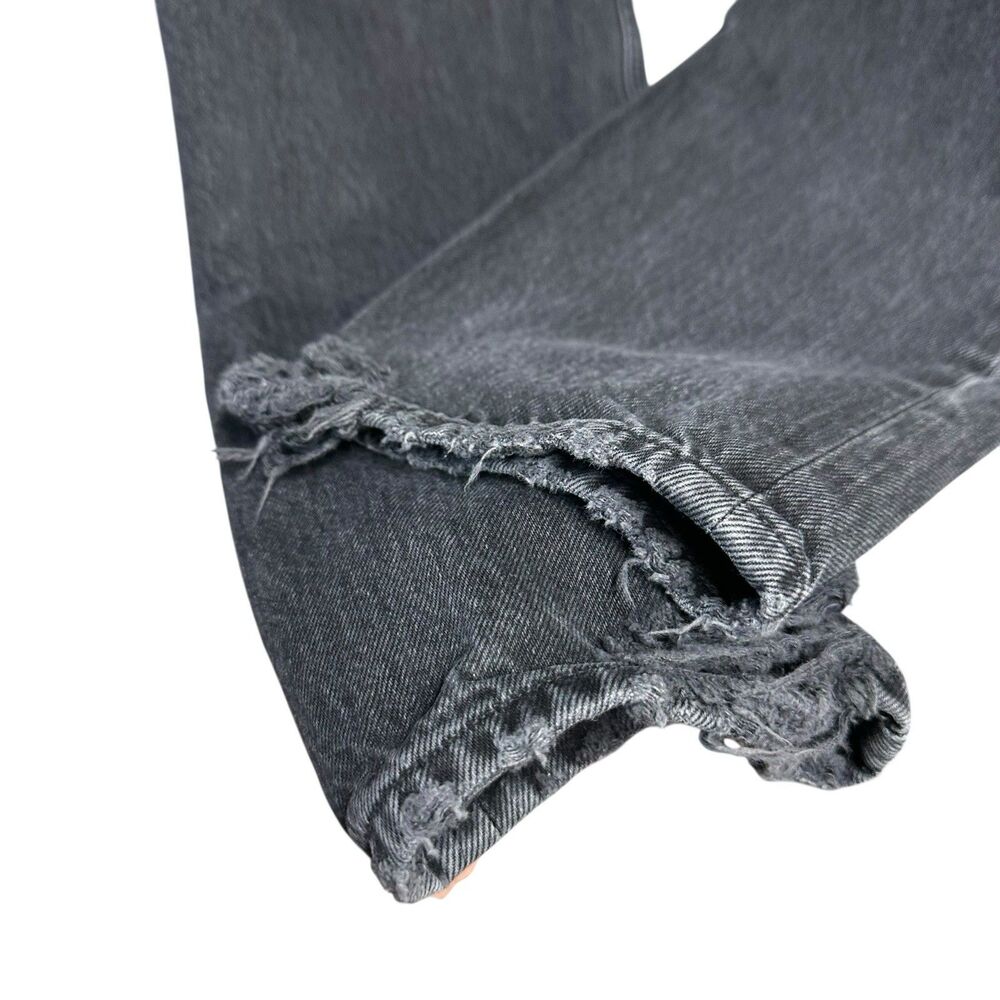 Agolde Jeans Women Size 27 Lana Cropped In Rhyme Black Denim Button Fly Distress - Picture 12 of 16
